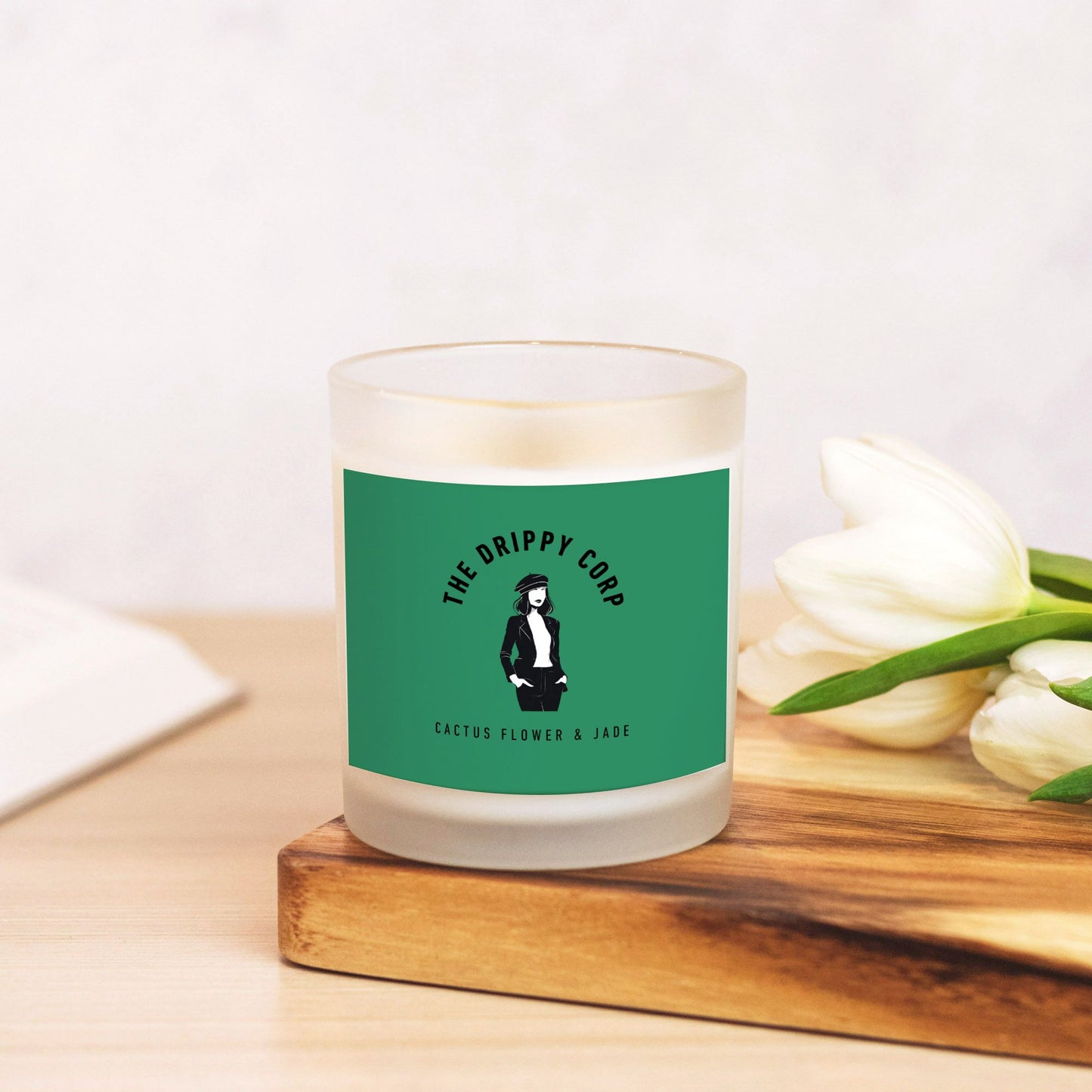 Candle Cactus flower & Jade Hand Poured