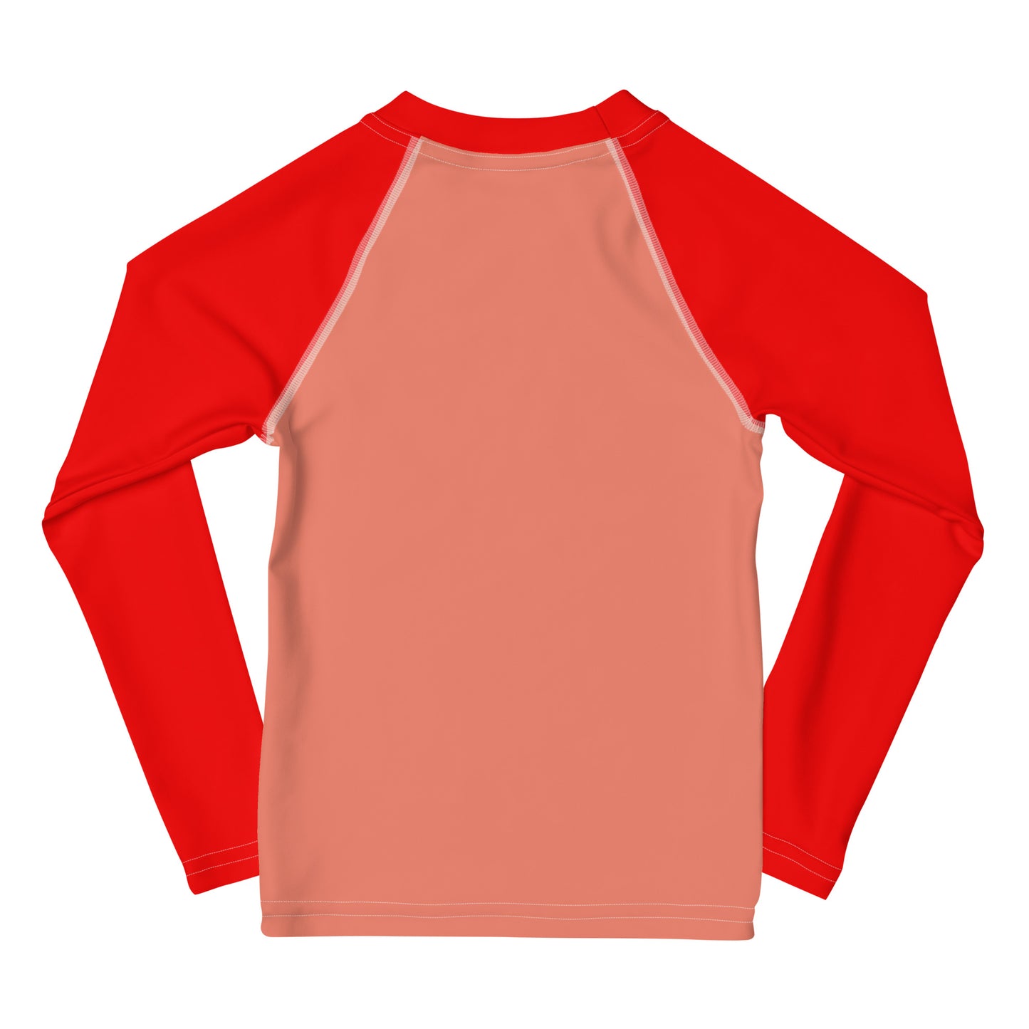 YMT classics kids long sleeve rash guard swim top UPF50 by night red orange coral.