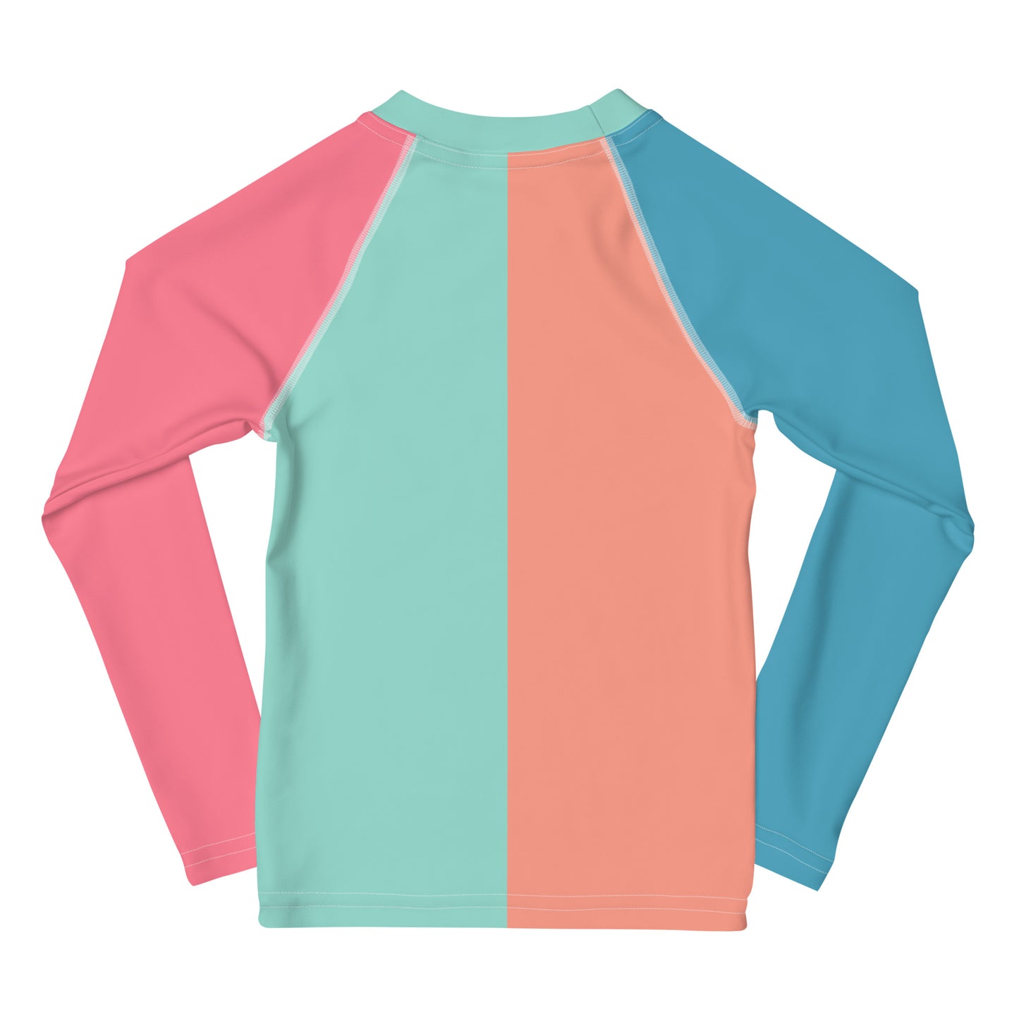 kids long sleeve rash guard swim top UPF50 palm beach by night colorblock pink.