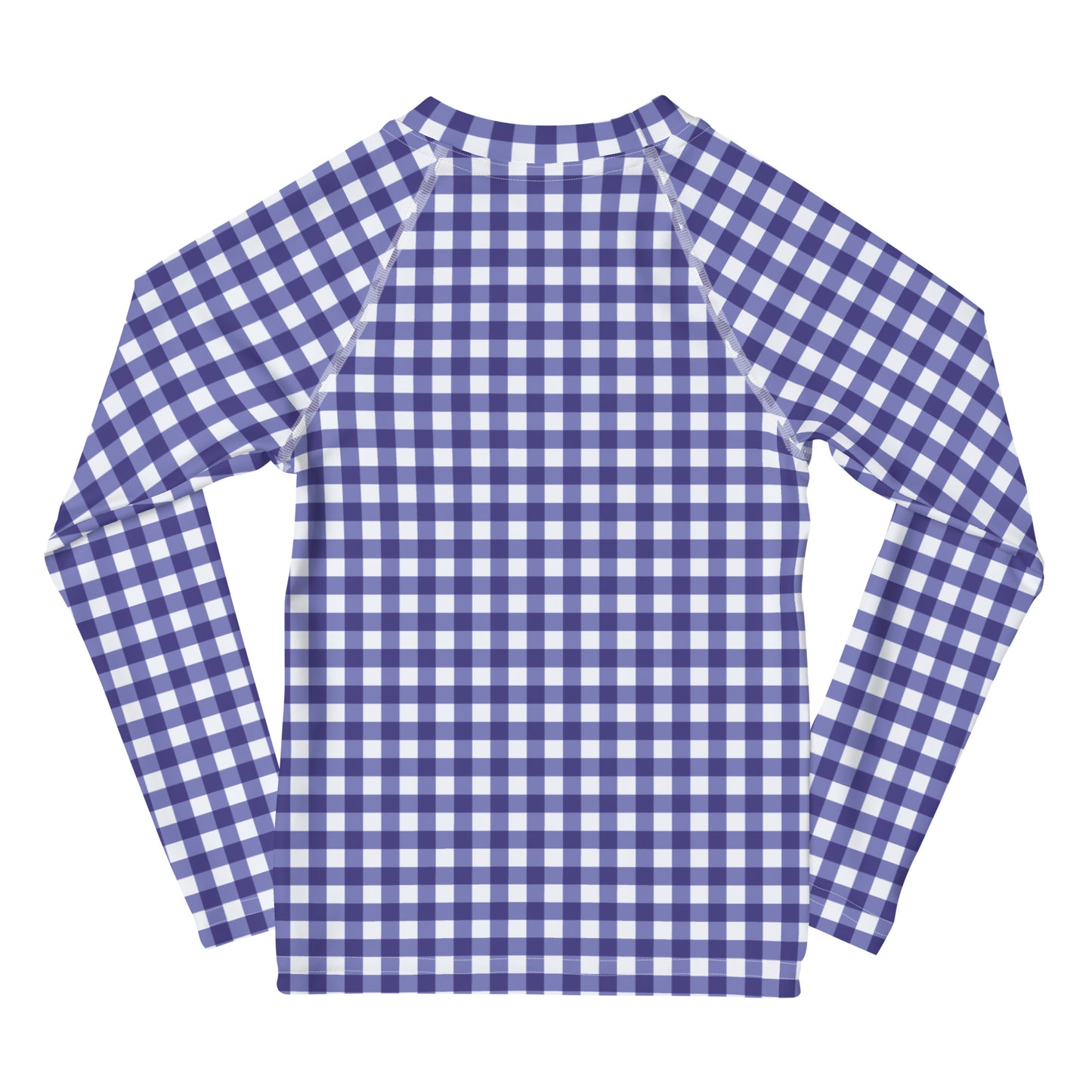 YMT classics kids long sleeve rash guard swim top UPF50 by day dark blue gingham.