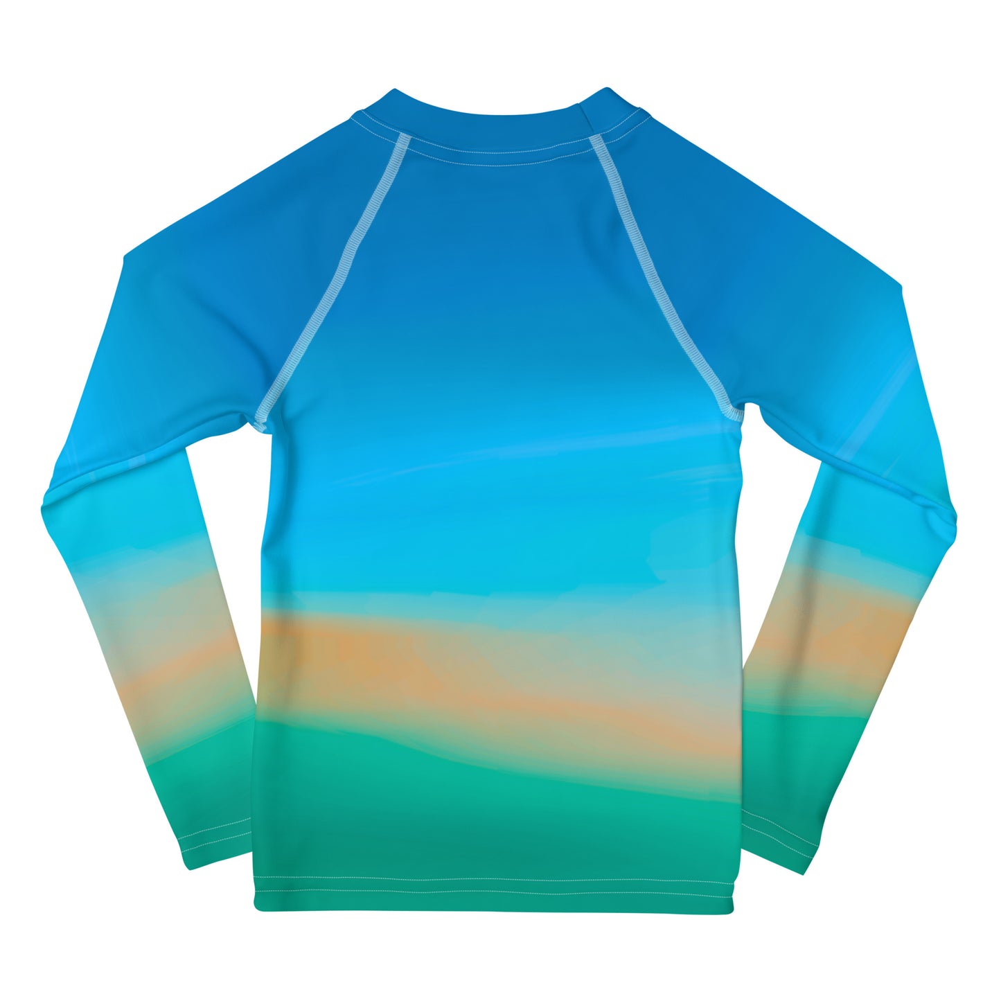 YMT classics kids long sleeve rash guard swim top UPF50 beach impression.