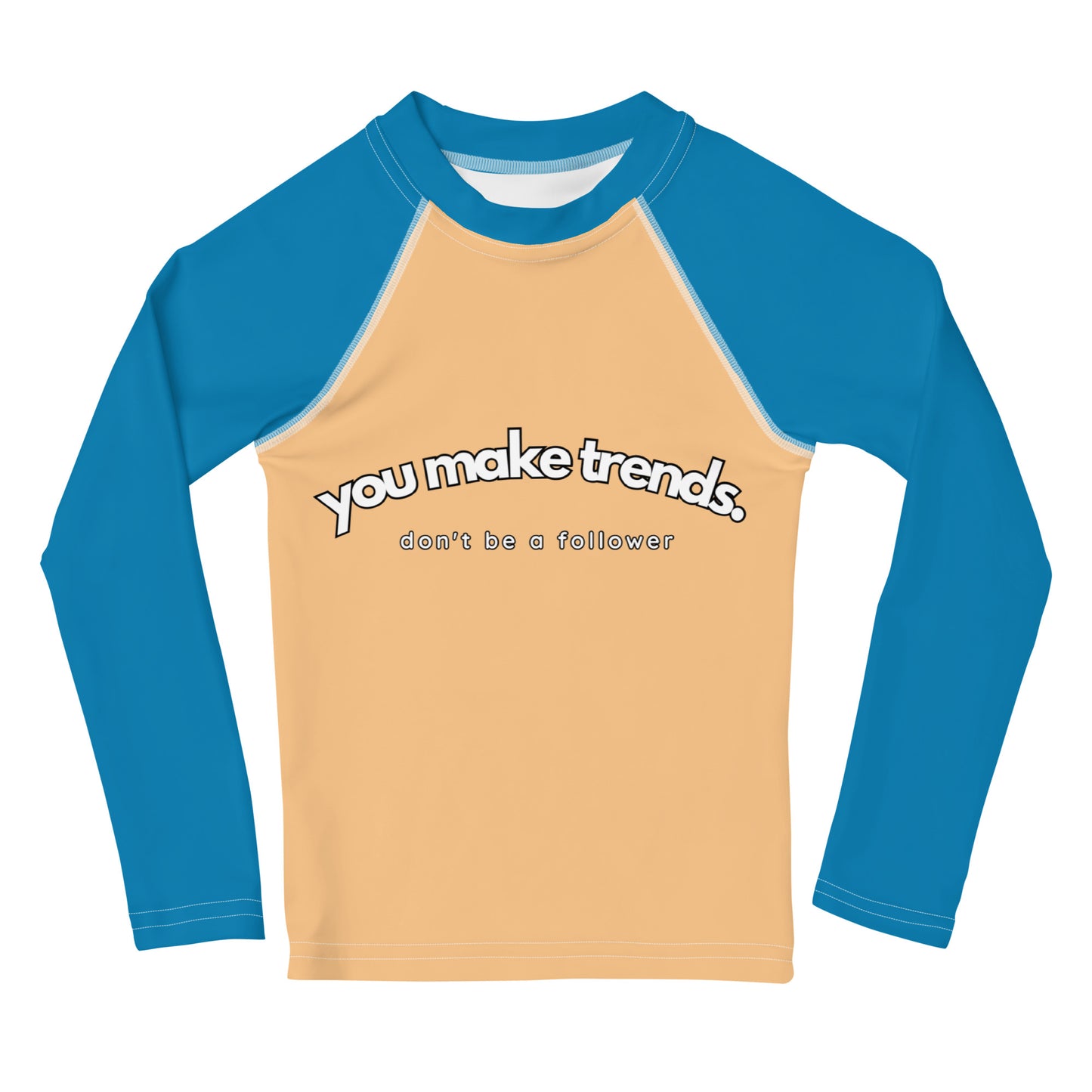 YMT classics kids long sleeve rash guard swim top UPF50 by night blue yellow.
