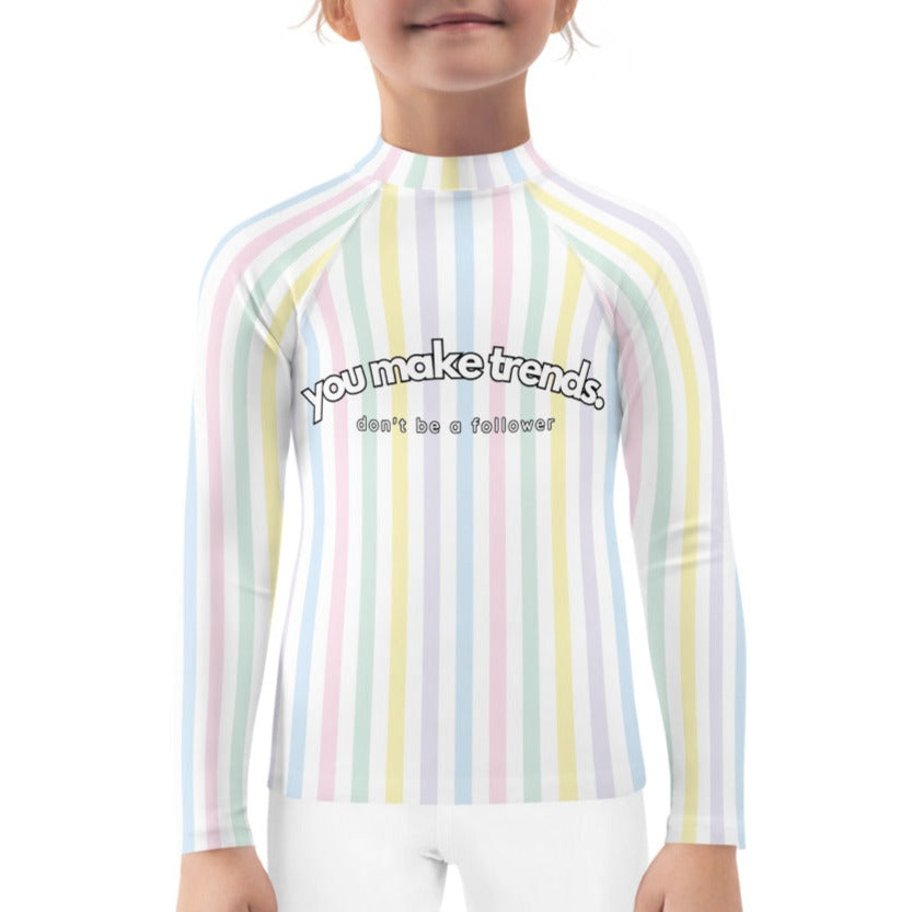 YMT classics kids long sleeve rash guard swim top UPF50 by day pastel.