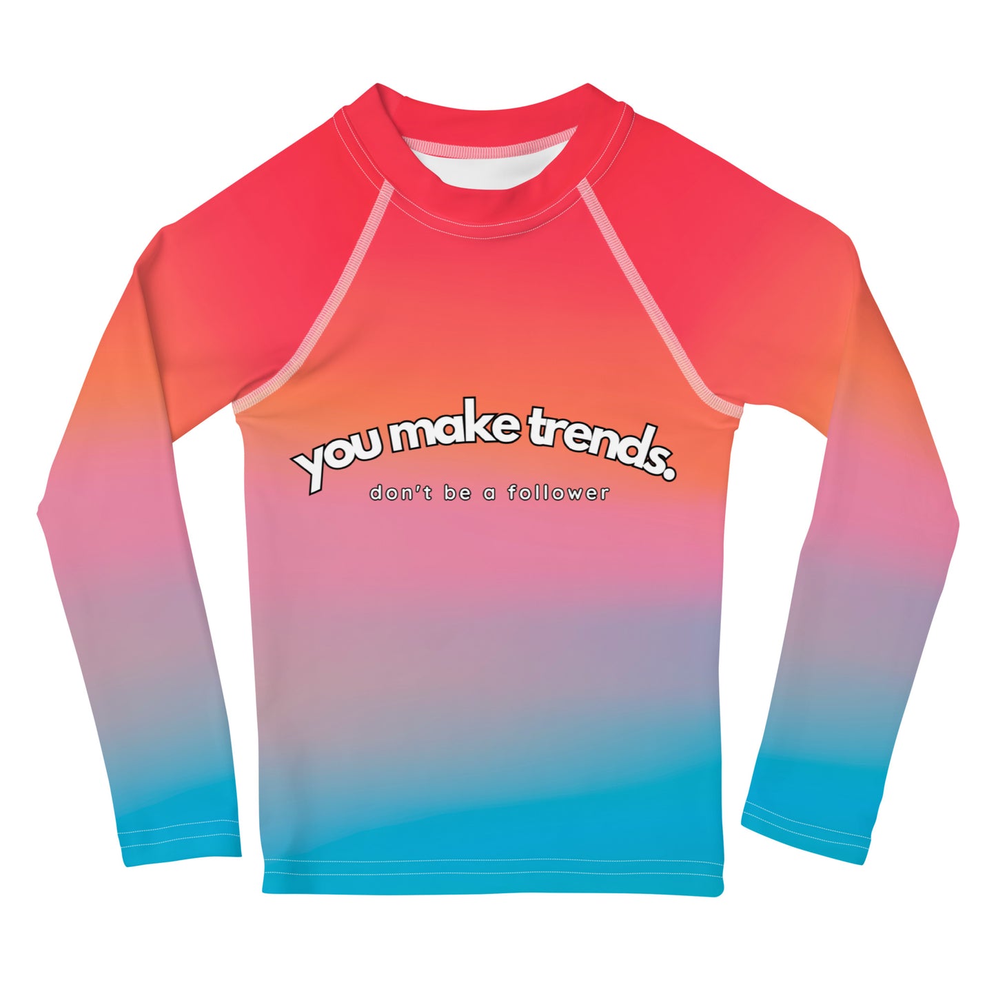YMT classics kids long sleeve rash guard swim top UPF50 rainbow dream impression.