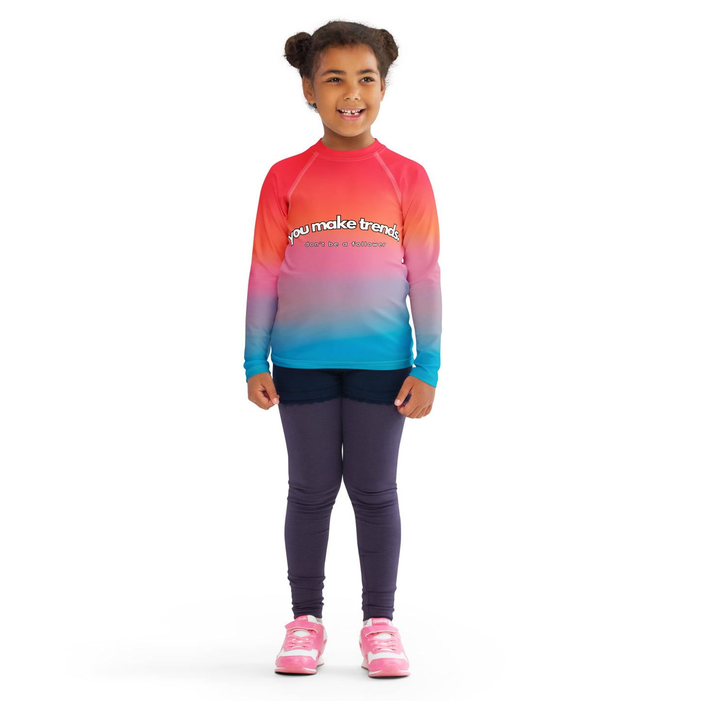 YMT classics kids long sleeve rash guard swim top UPF50 rainbow dream impression.