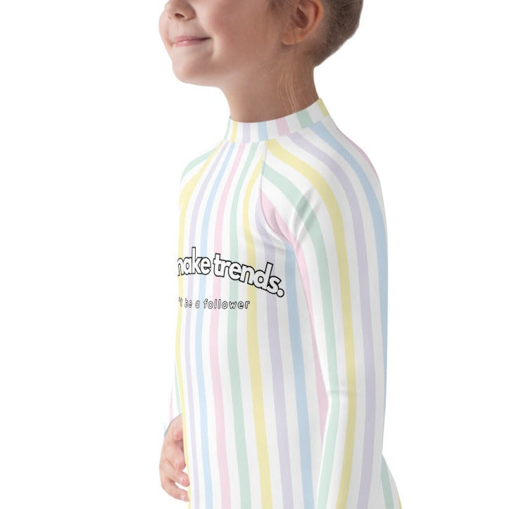 YMT classics kids long sleeve rash guard swim top UPF50 by day pastel.