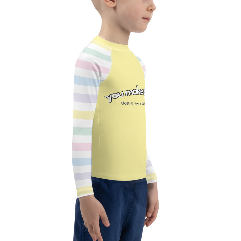 YMT classics kids long sleeve rash guard swim top UPF50 by night yellow pastel.