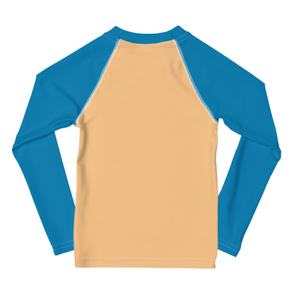 YMT classics kids long sleeve rash guard swim top UPF50 by night blue yellow.
