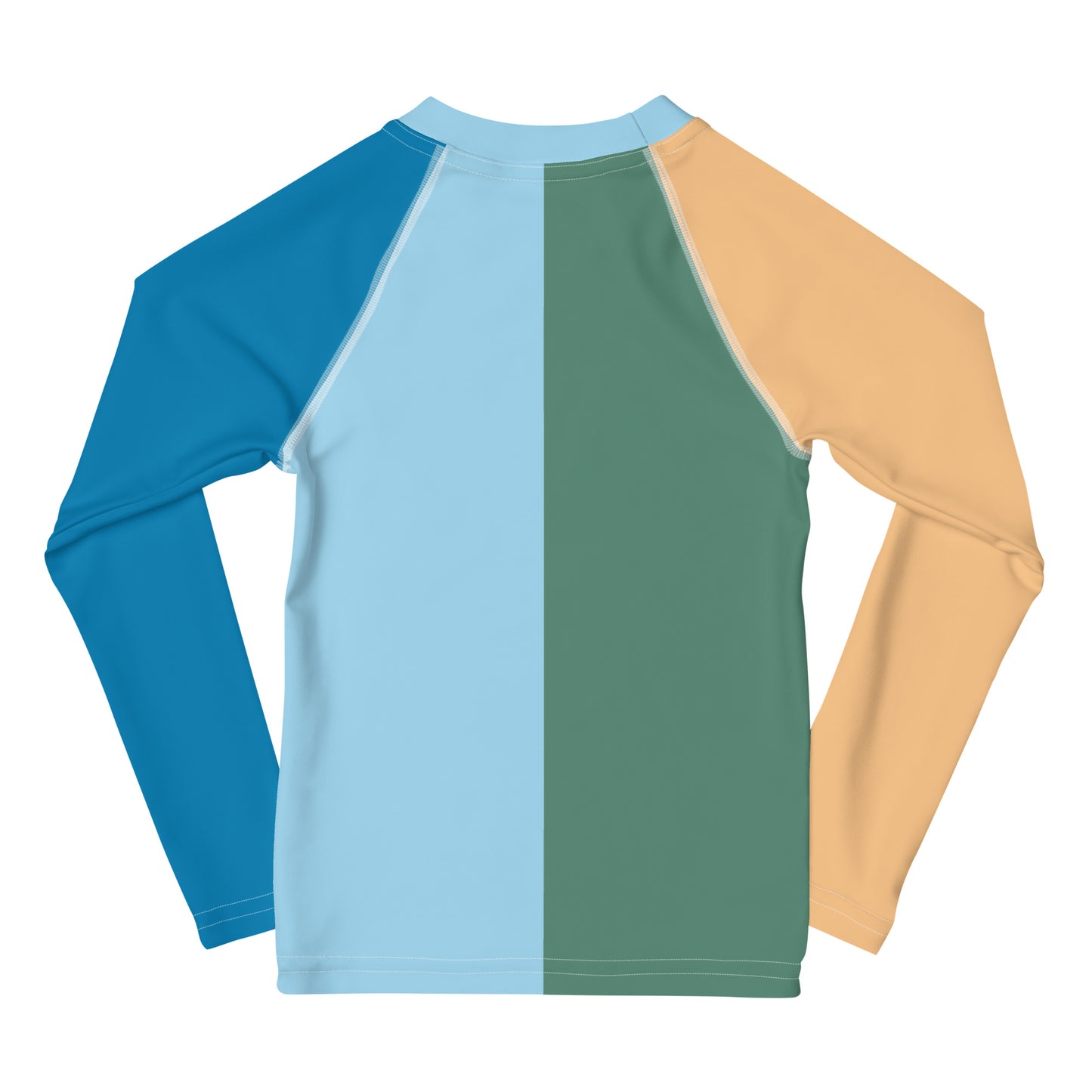 kids long sleeve rash guard swim top UPF50 palm beach by night colorblock blue.