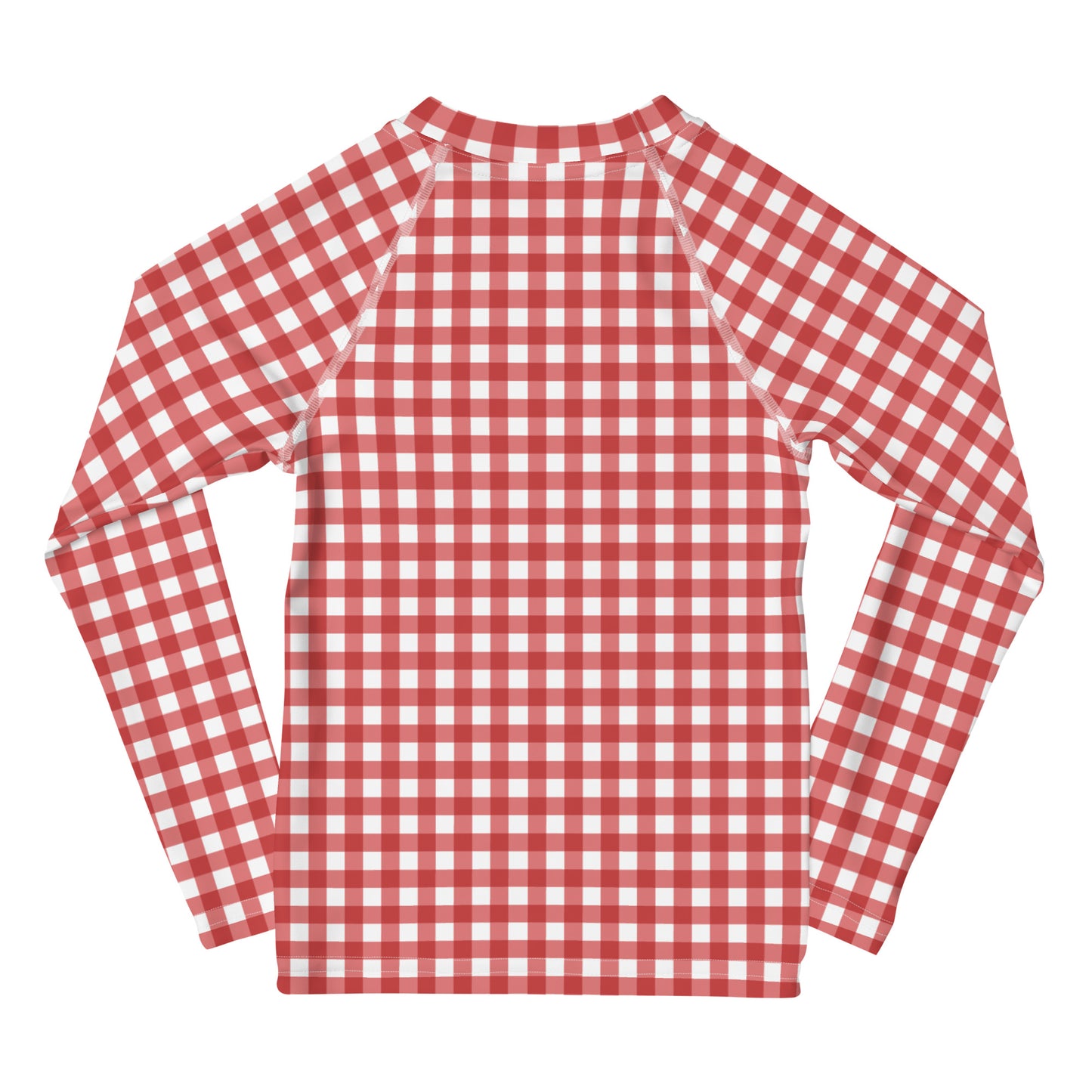 YMT classics kids long sleeve rash guard swim top UPF50 by day red gingham.