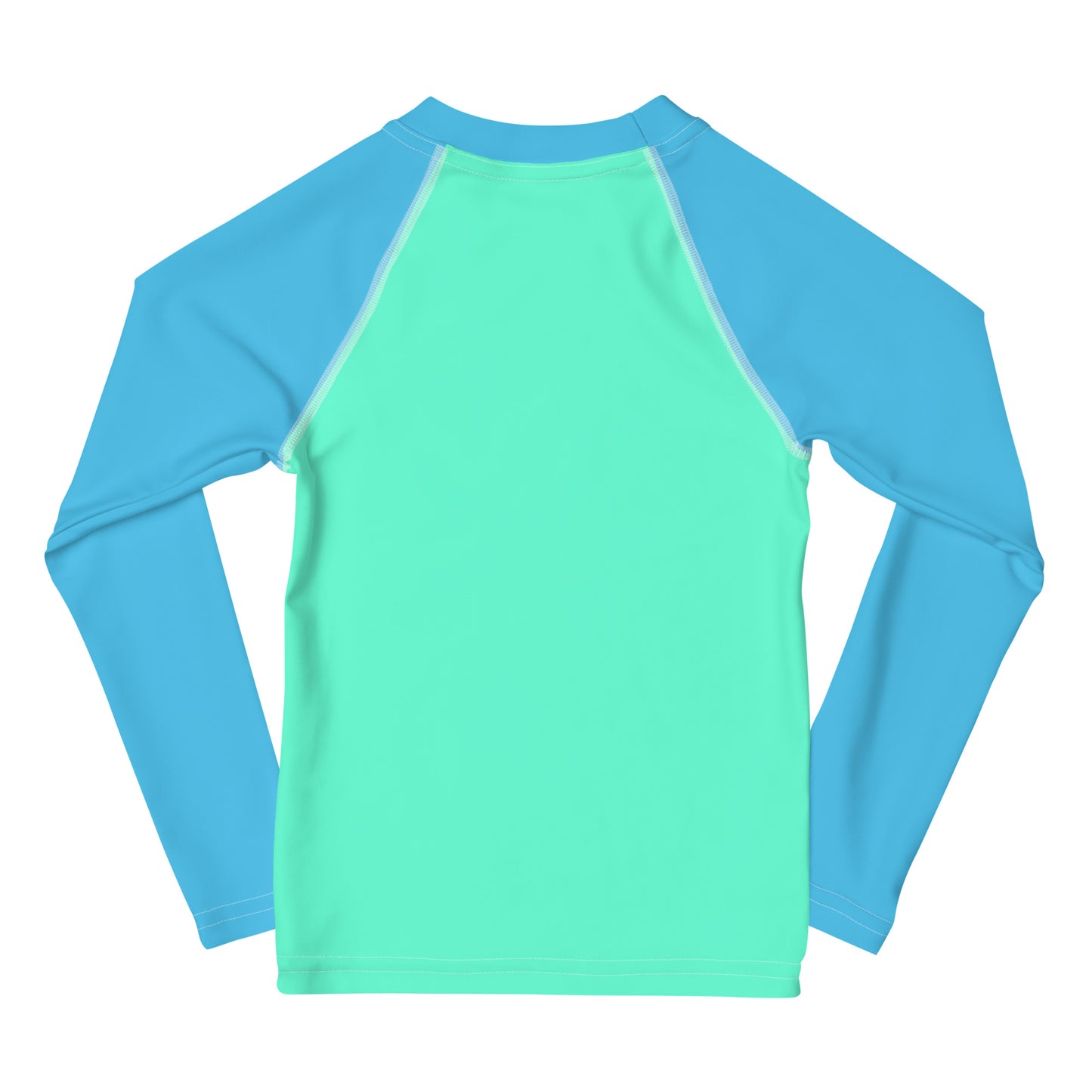 YMT classics kids long sleeve rash guard swim top UPF50 by night neon green blue.