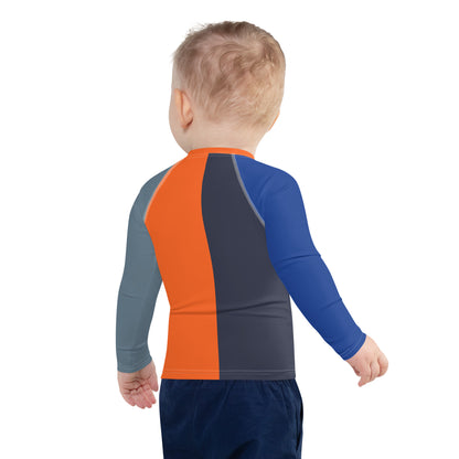 kids long sleeve rash guard swim top UPF50 new york by night colorblock grey.