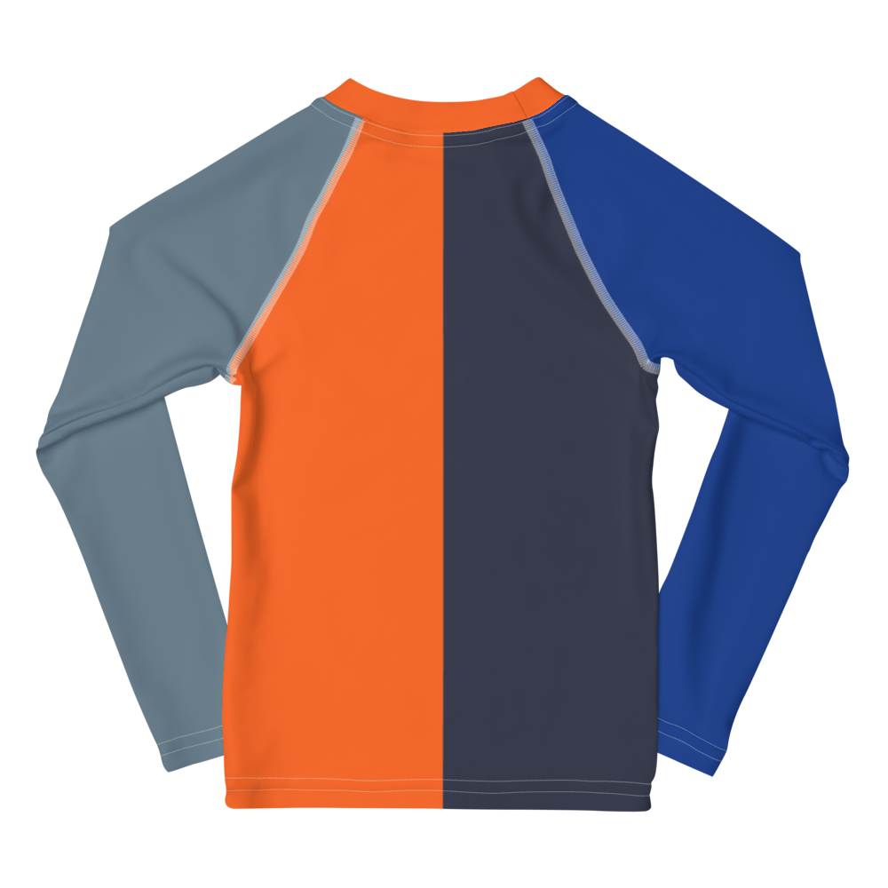 kids long sleeve rash guard swim top UPF50 new york by night colorblock grey.