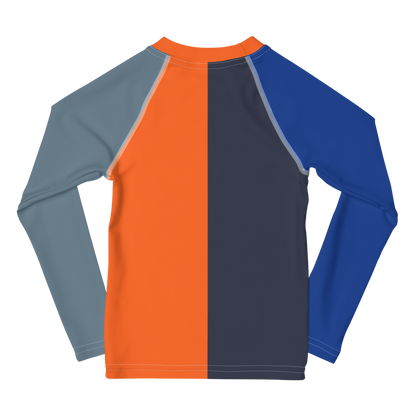 kids long sleeve rash guard swim top UPF50 new york by night colorblock grey.
