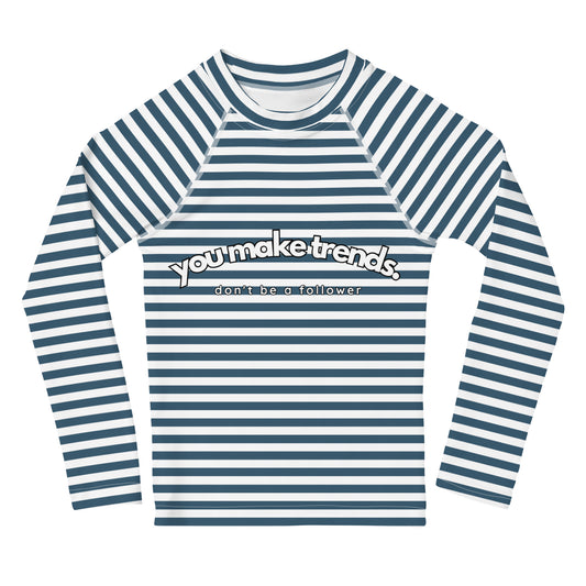 YMT classics kids long sleeve rash guard swim top UPF50 by day mariniere sailor stripes.