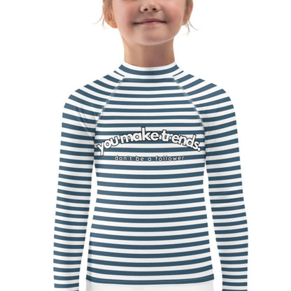 YMT classics kids long sleeve rash guard swim top UPF50 by day mariniere sailor stripes.