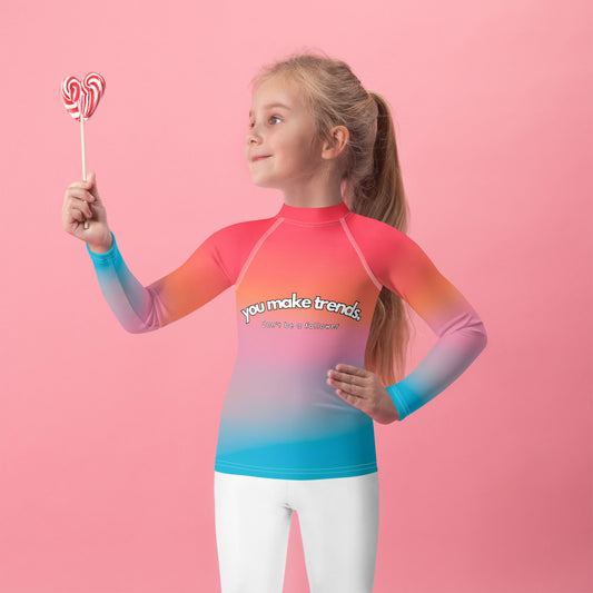 YMT classics kids long sleeve rash guard swim top UPF50 rainbow dream impression.